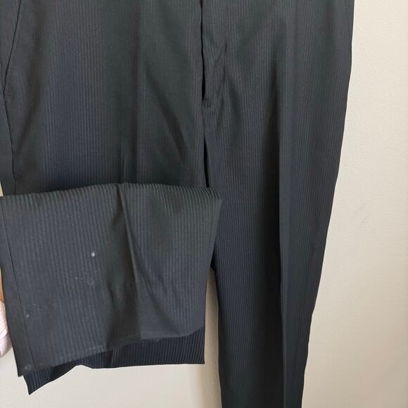 Michael Kors Men Black Pinstripe Trouser 34 x 32 Pleated Workwear Career Pockets - Picture 6 of 10